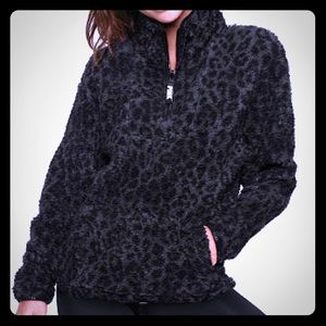 V.S. Pink Snow Leopard Sherpa Pullover